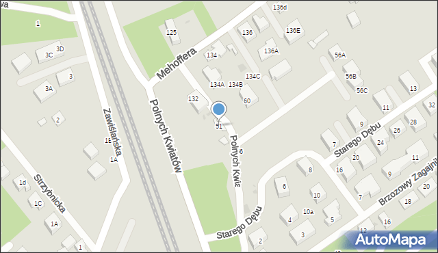 Warszawa, Polnych Kwiatów, 51, mapa Warszawy