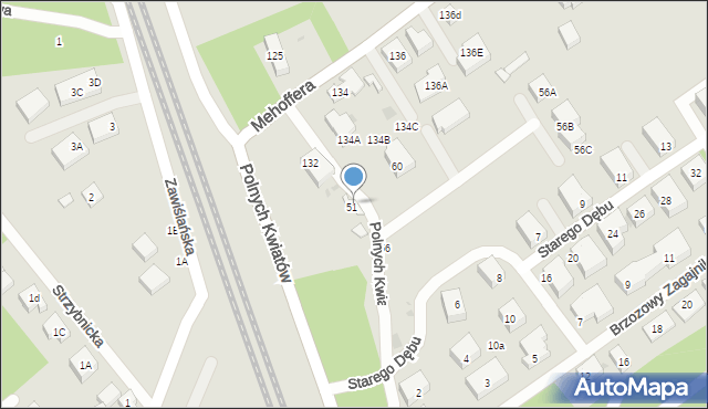 Warszawa, Polnych Kwiatów, 53, mapa Warszawy