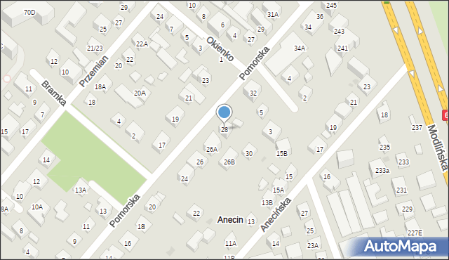 Warszawa, Pomorska, 28, mapa Warszawy