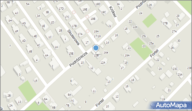 Warszawa, Podróżnicza, 12B, mapa Warszawy