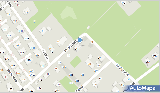 Warszawa, Podróżnicza, 26A, mapa Warszawy