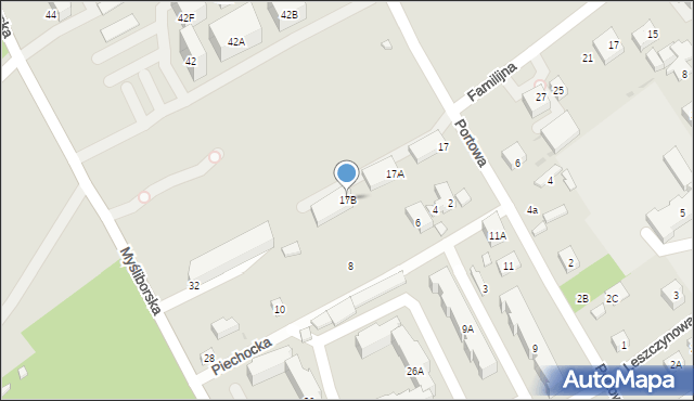 Warszawa, Portowa, 17B, mapa Warszawy