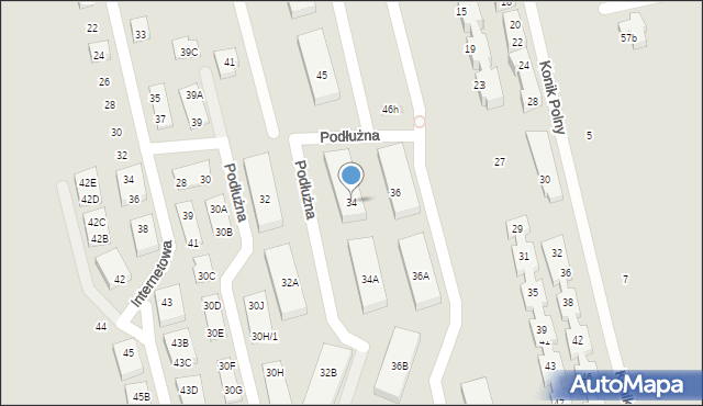 Warszawa, Podłużna, 34, mapa Warszawy