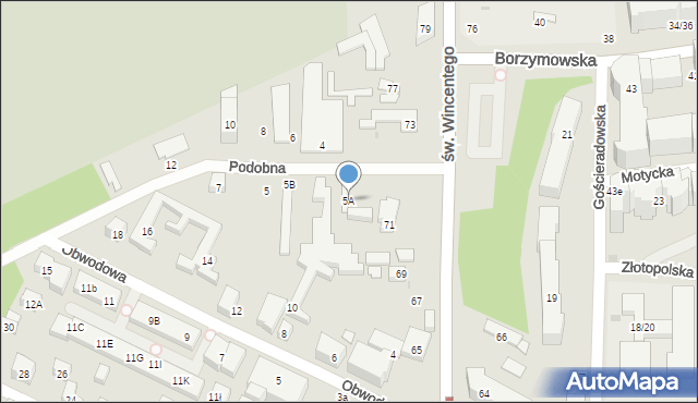 Warszawa, Podobna, 5A, mapa Warszawy