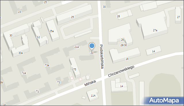 Warszawa, Podskarbińska, 21, mapa Warszawy