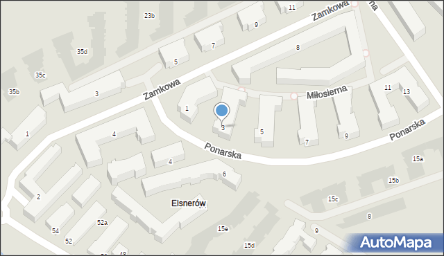 Warszawa, Ponarska, 3, mapa Warszawy