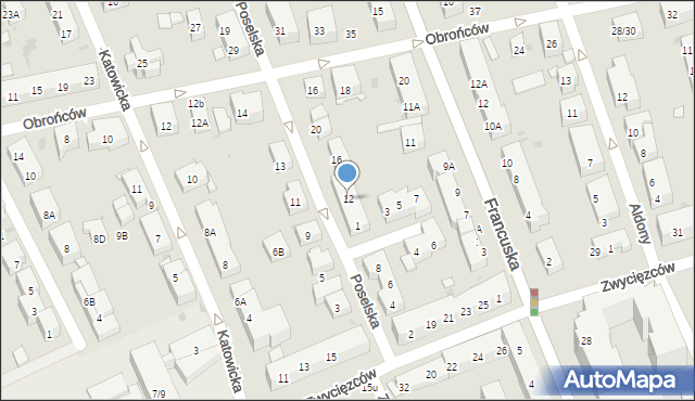 Warszawa, Poselska, 12, mapa Warszawy