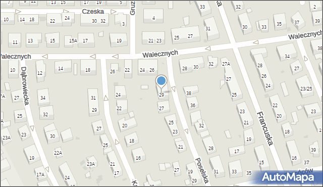 Warszawa, Poselska, 29A, mapa Warszawy