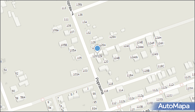 Warszawa, Poprawna, 120/124, mapa Warszawy