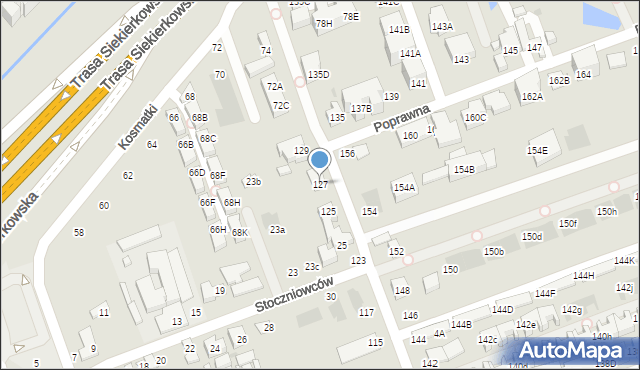 Warszawa, Poprawna, 127, mapa Warszawy