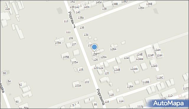 Warszawa, Poprawna, 128, mapa Warszawy