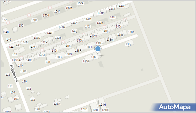 Warszawa, Poprawna, 136F, mapa Warszawy