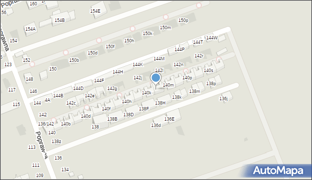 Warszawa, Poprawna, 140l, mapa Warszawy