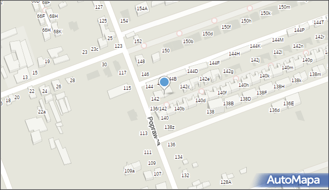 Warszawa, Poprawna, 142a, mapa Warszawy
