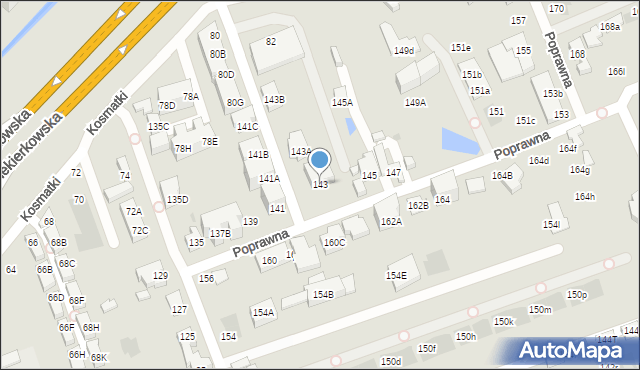 Warszawa, Poprawna, 143, mapa Warszawy