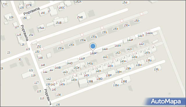 Warszawa, Poprawna, 144H, mapa Warszawy