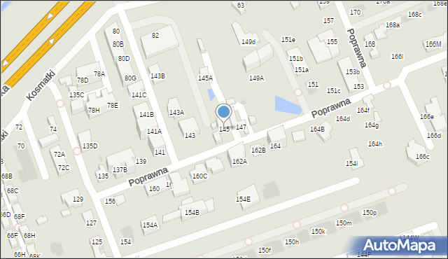 Warszawa, Poprawna, 145, mapa Warszawy