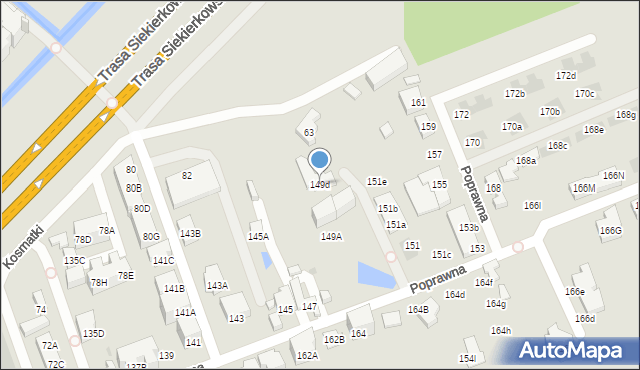 Warszawa, Poprawna, 149d, mapa Warszawy