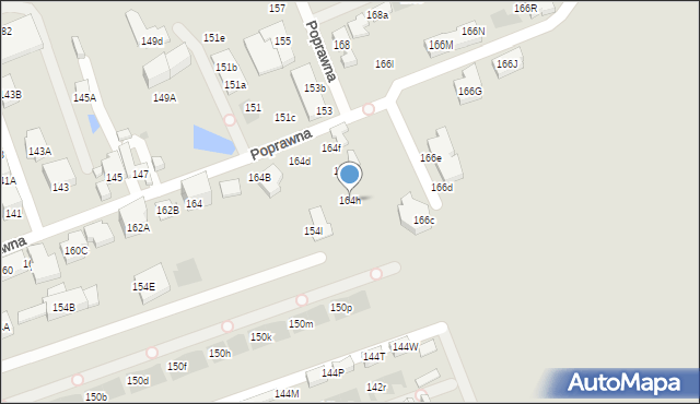 Warszawa, Poprawna, 164h, mapa Warszawy