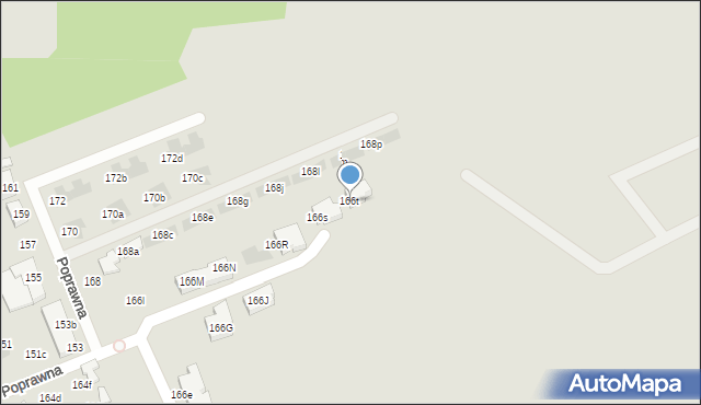 Warszawa, Poprawna, 166t, mapa Warszawy