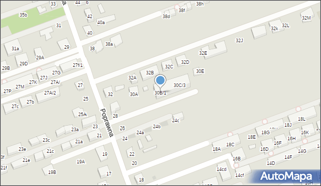 Warszawa, Poprawna, 30B/1, mapa Warszawy