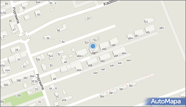 Warszawa, Poprawna, 48B, mapa Warszawy