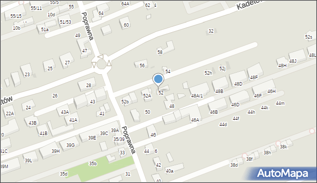 Warszawa, Poprawna, 52d, mapa Warszawy