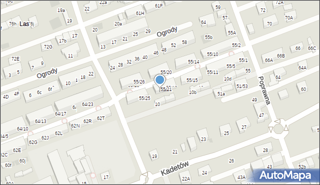 Warszawa, Poprawna, 55/23, mapa Warszawy