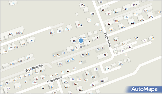 Warszawa, Poprawna, 5b, mapa Warszawy