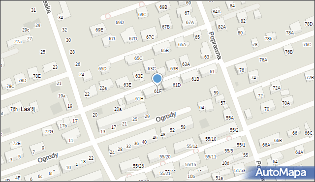 Warszawa, Poprawna, 61F, mapa Warszawy
