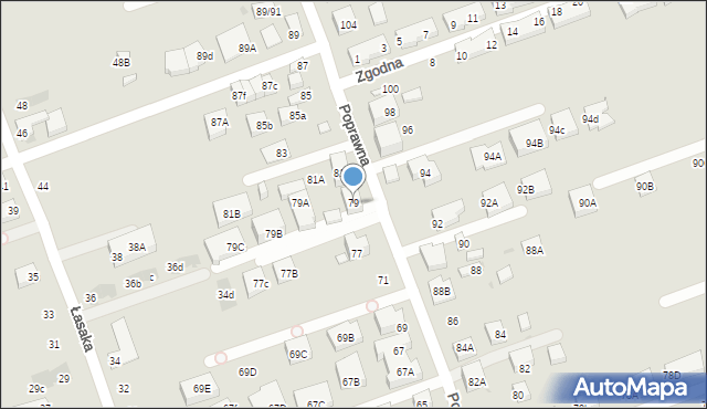 Warszawa, Poprawna, 79, mapa Warszawy