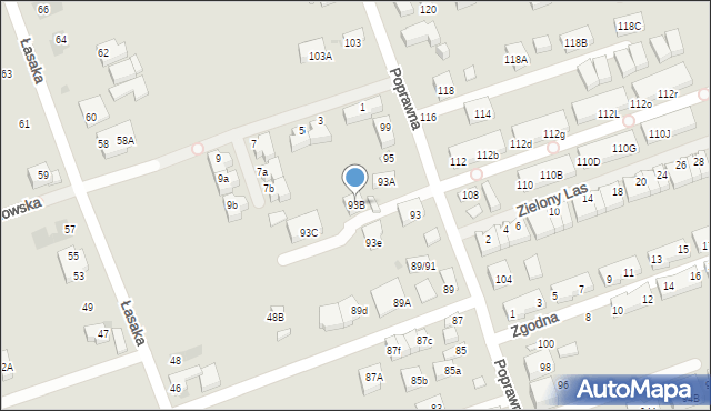 Warszawa, Poprawna, 93B, mapa Warszawy