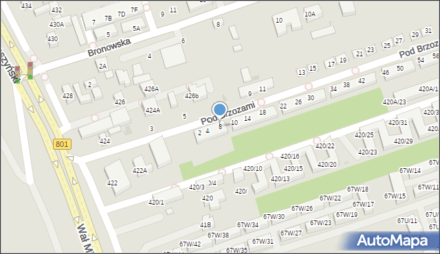 Warszawa, Pod Brzozami, 8, mapa Warszawy