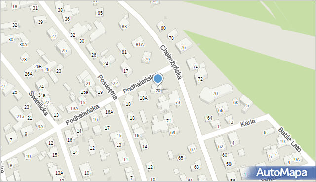 Warszawa, Podhalańska, 20, mapa Warszawy