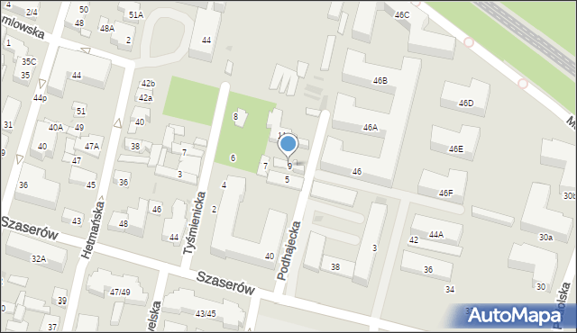 Warszawa, Podhajecka, 9, mapa Warszawy