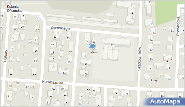 Warszawa, Posłańców, 20, mapa Warszawy