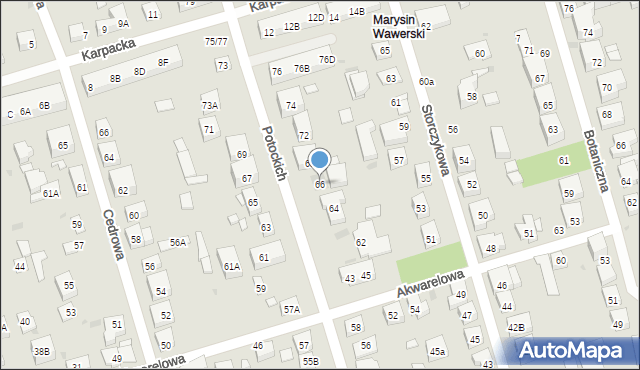 Warszawa, Potockich, 66, mapa Warszawy