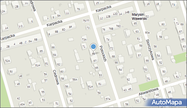 Warszawa, Potockich, 69, mapa Warszawy