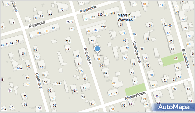 Warszawa, Potockich, 70, mapa Warszawy