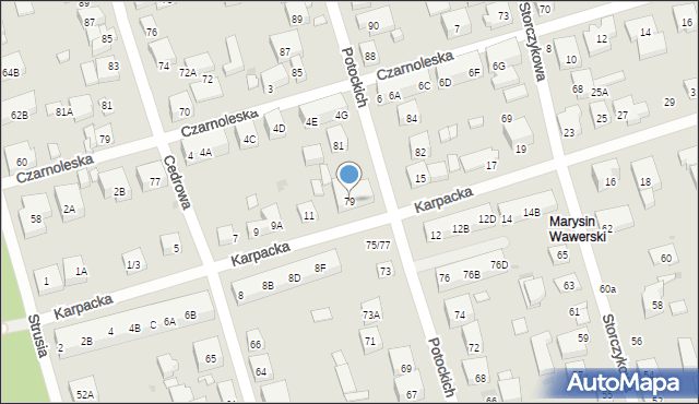 Warszawa, Potockich, 79, mapa Warszawy