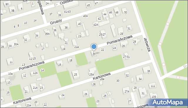 Warszawa, Pomarańczowa, 20, mapa Warszawy