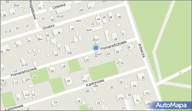 Warszawa, Pomarańczowa, 22, mapa Warszawy