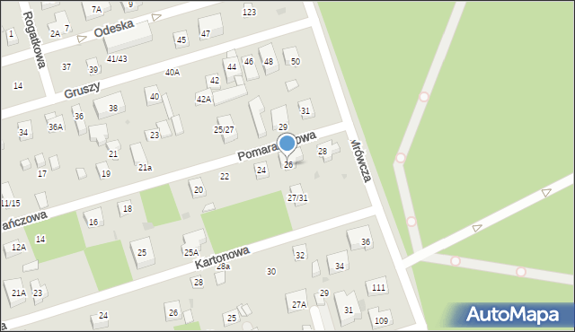 Warszawa, Pomarańczowa, 26, mapa Warszawy