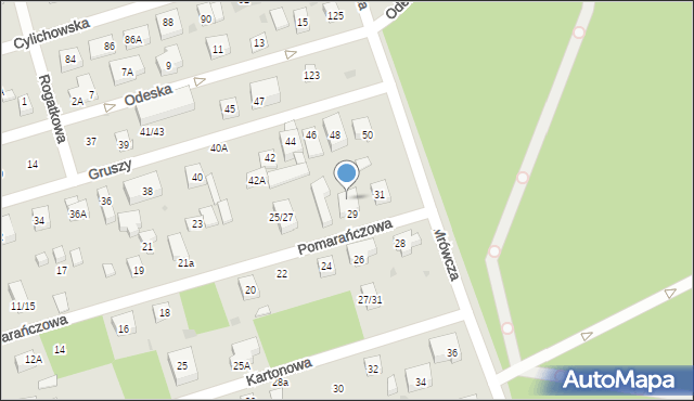 Warszawa, Pomarańczowa, 29A, mapa Warszawy