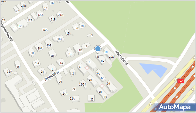 Warszawa, Popiołów, 8, mapa Warszawy