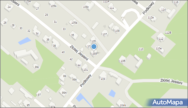 Warszawa, Podkowy, 103, mapa Warszawy