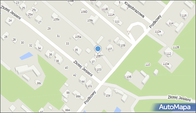 Warszawa, Podkowy, 105, mapa Warszawy