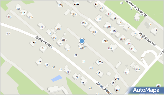 Warszawa, Podkowy, 105b, mapa Warszawy