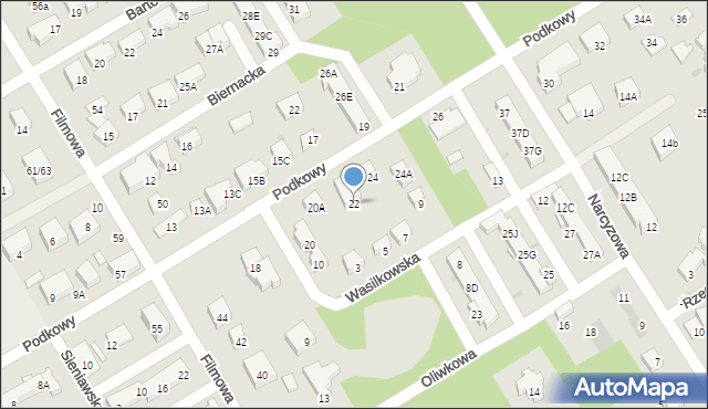 Warszawa, Podkowy, 22, mapa Warszawy