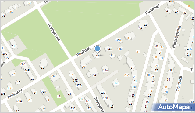 Warszawa, Podkowy, 32, mapa Warszawy